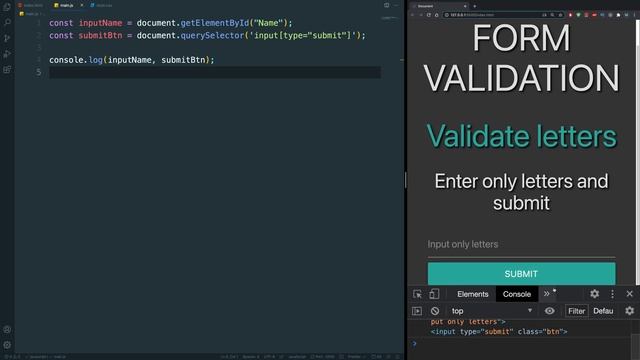 JavaScript Form Validation using Regular Expression for validating only letters смотреть онлайн