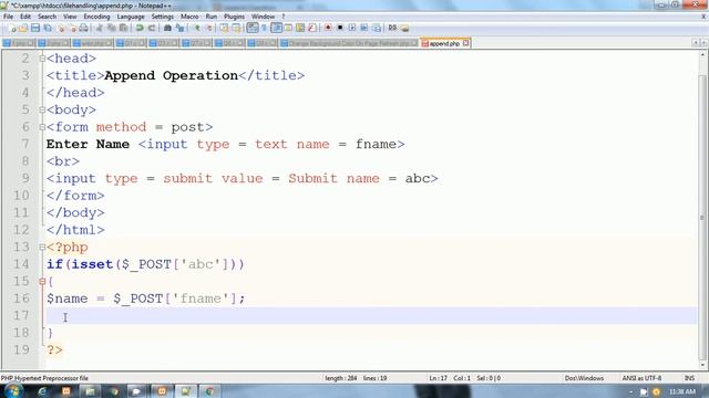 PHP in Hindi : File Handling Part 2 Append Operation смотреть онлайн