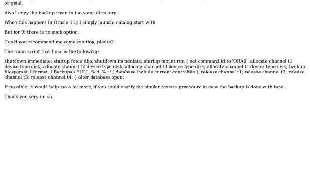 Databases: Restoring RMAN backup in Oracle 9i to another server смотреть онлайн