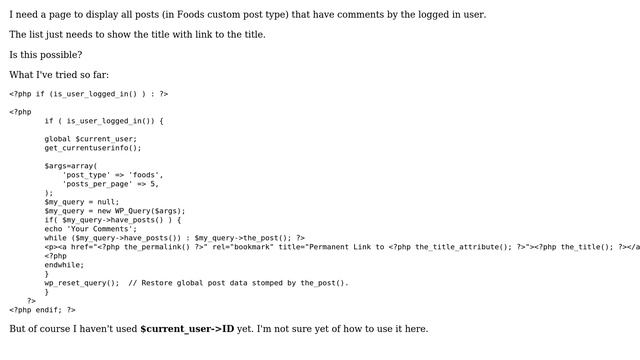 Wordpress: List all posts commented by current user смотреть онлайн