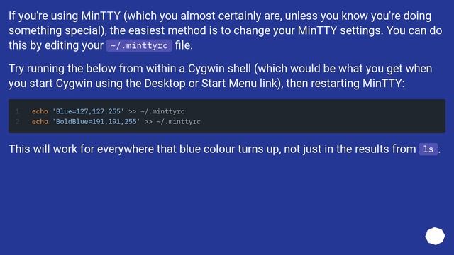 How do I change the unreadable dark blue color Cygwin uses for directories? смотреть онлайн