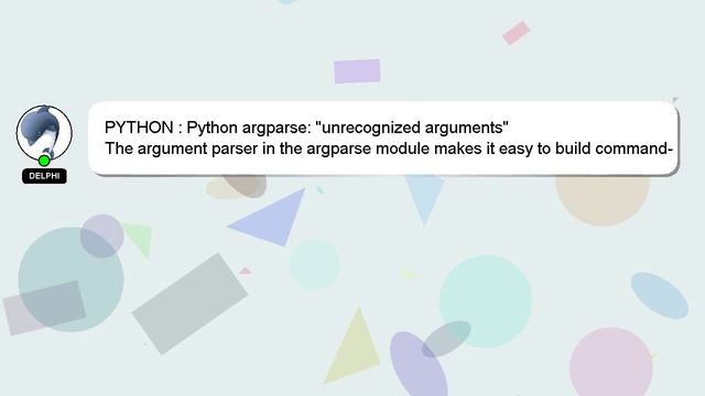 PYTHON : Python argparse: "unrecognized arguments" смотреть онлайн