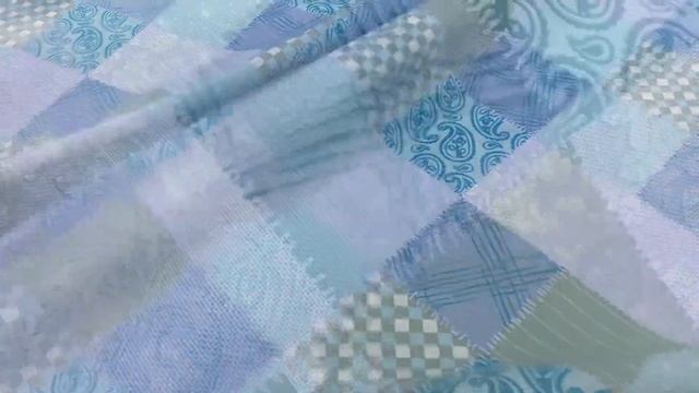 Ткань для столового белья с пропиткой "Бирюзовый пэчворк" хлопок-100%, 1.45 м АРТ 1159 смотреть онлайн