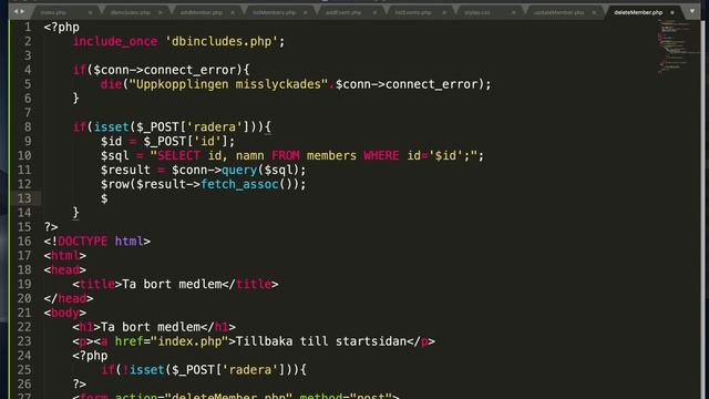 PHP/SQL - Databashemsida från grunden - Del 6 av 12 смотреть онлайн