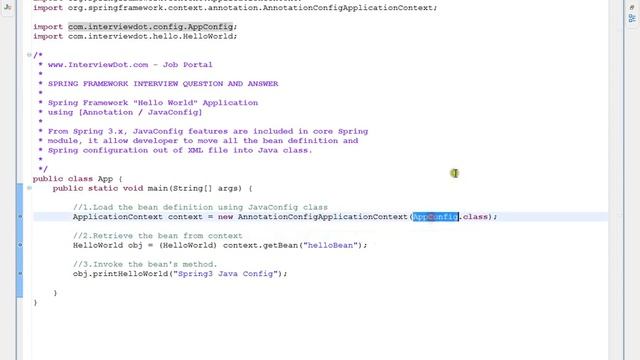 SPRING 3 HELLO WORLD APPLICATION JAVACONFIG смотреть онлайн