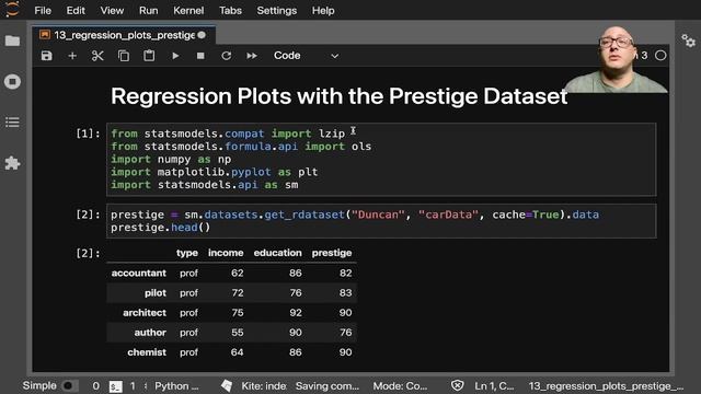 Regression Influence Plot using the Prestige Dataset смотреть онлайн