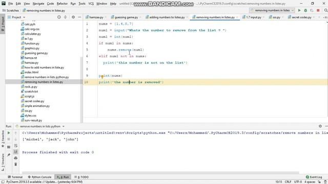 how to remove numbers from listes in python смотреть онлайн
