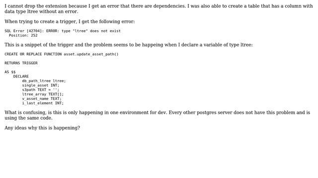 Databases: LTREE extension does not exist after CREATE EXTENSION смотреть онлайн