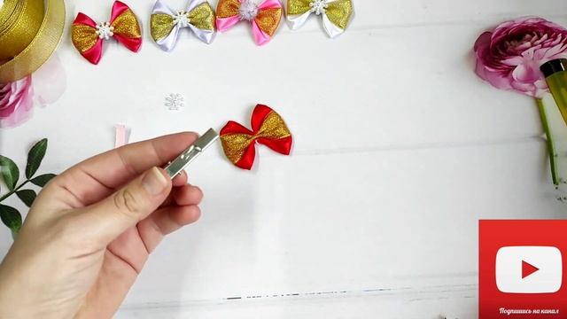 Простые зимние заколки за 5 минут / новогодние бантики смотреть онлайн
