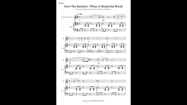 Flute - Over The Rainbow/What A Wonderful World - Sheet Music - Easy Arrangement смотреть онлайн