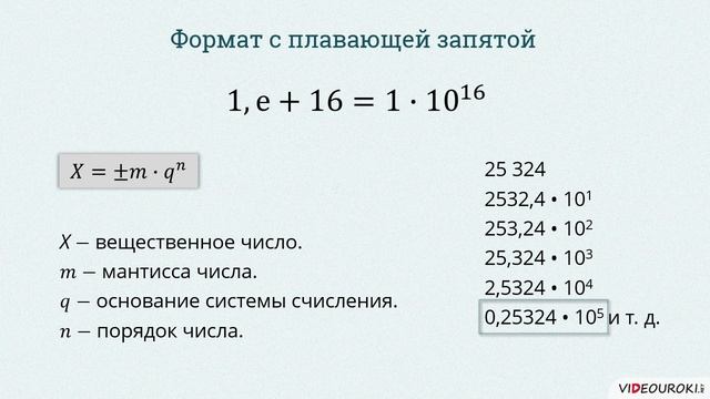10 класс. 07. Представление чисел в компьютере. Вещественные числа смотреть онлайн