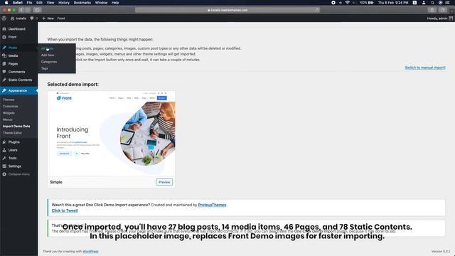 Importing Demo Content ( Simple ) - Front Multipurpose Business WordPress Theme смотреть онлайн