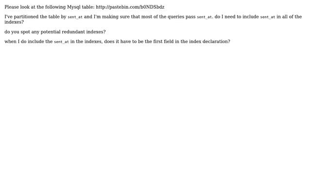 MySql include partition key in index? смотреть онлайн