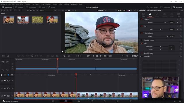 How to stop/reduce wind noise on a wild camp! Davinci resolve 18.1 Voice isolation смотреть онлайн