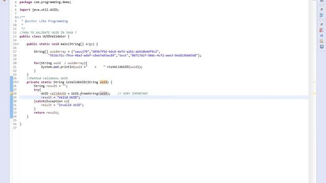 JAVA HOW TO VALIDATE UUID смотреть онлайн