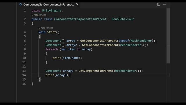 Unity C#. Component GetComponentsInParent GetComponentInParent. Справочник. Мусин Михаил. смотреть онлайн