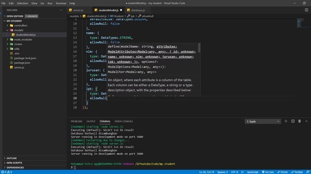 Membuat REST API Menggunakan Node JS, Express, dan MySQL #13 - Membuat Model Student смотреть онлайн