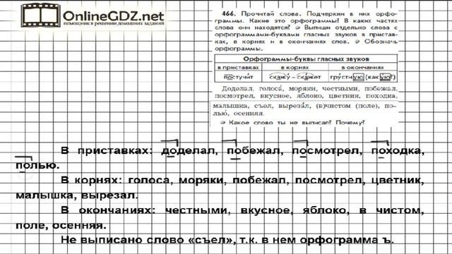 Упражнение 466 — Русский язык 3 класс (Бунеев Р.Н., Бунеева Е.В., Пронина О.В.) Часть 2 смотреть онлайн