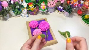 Хризантемы . Картина из воздушного пластилина к 8 марта#diy #plastic  #поделки #картины #хризантемы