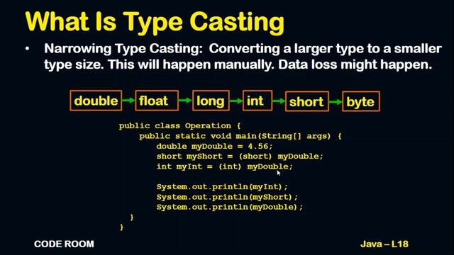 JAVA TYPE CASTING | TYPE CASTING JAVA | JAVA TYPE CONVERSION | L-18 | JAVA COURSE FOR BEGINNERS 202 смотреть онлайн
