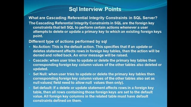 What are Cascading Referential Integrity Constraints in SQL Server? смотреть онлайн