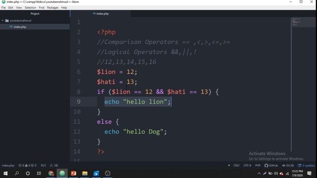 PHP programming language tutorial :if else statement (LN -6) смотреть онлайн