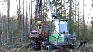 Вывозка леса в Латвии. ДЖОН ДИР 810.