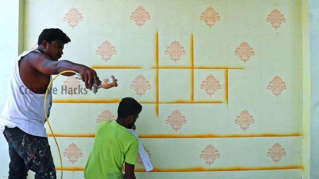 stencil work and spray work makes new 3d wall design? смотреть онлайн