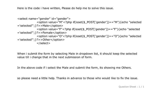HTML : How to keep the values of dropdown list when the form is submitted in php? смотреть онлайн