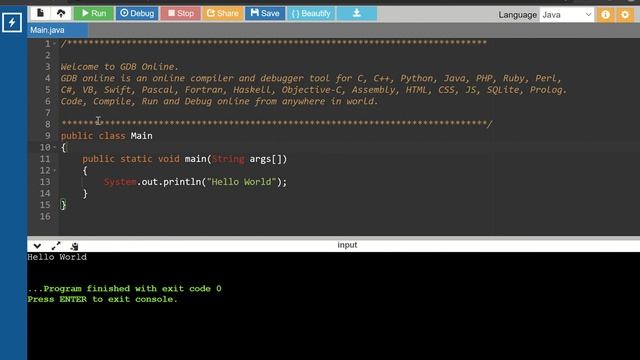 Online Java Compiler смотреть онлайн