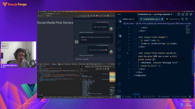 Episode 3: Create a Functional Chat Widget UI by Eduardo San Martin Morote: Vue.js Forge смотреть онлайн