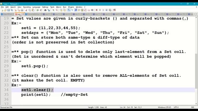 Python Set Collection with POP & CLEAR operations || Python pop() function || Python clear() || #10 смотреть онлайн