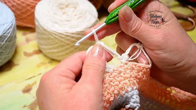 ( Bolsa de red en punto Salomón) Paso a paso en crochet. смотреть онлайн