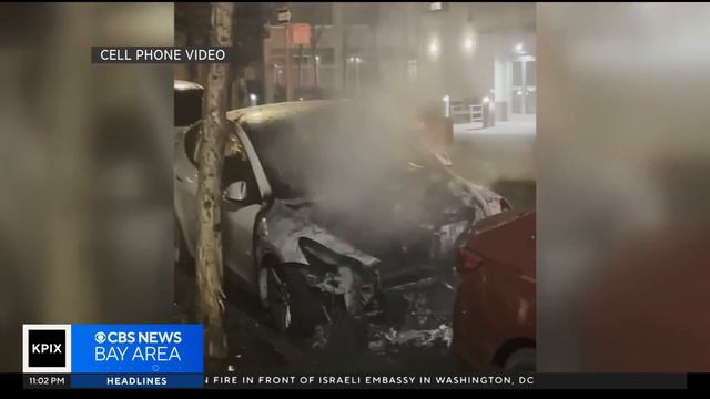 Tesla arsonist in San Francisco caught on camera смотреть онлайн