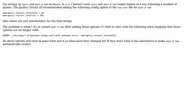 DevOps & SysAdmins: php7.0-fpm emergency_restart_threshold option смотреть онлайн