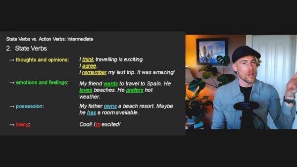 State Verbs vs Action Verbs with Present Simple & Present Continuous (Intermediate English Lesson)