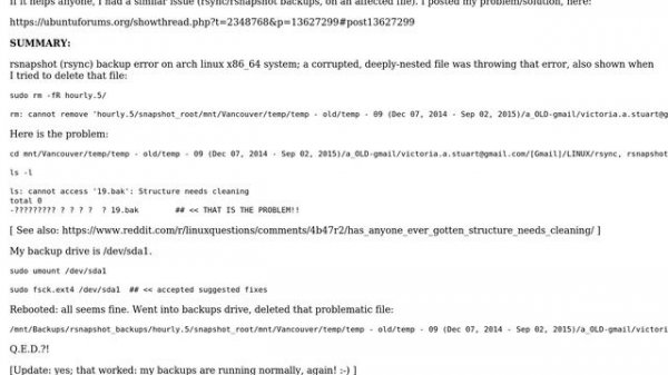 Unix & Linux: Cannot remove file: "Structure needs cleaning" (5 Solutions!!)