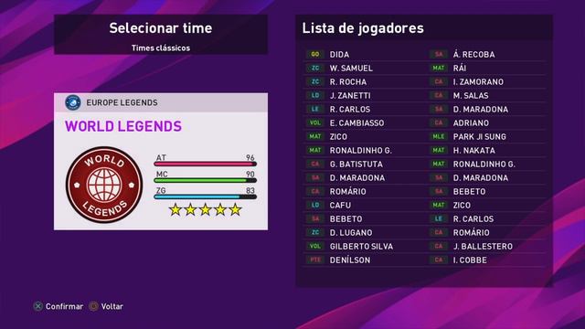 PES 2020 - PATCH LENDAS DO MYCLUB E TÉCNICOS LENDÁRIOS PARA PS4 смотреть онлайн