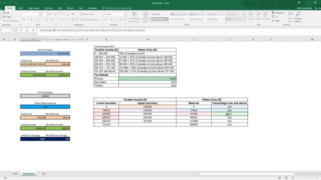 Excel - Calculating Income tax (South Africa including tax deductible expences) смотреть онлайн