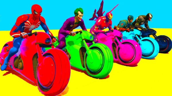 Homem-Aranha Parkour com Limusines Tratores Motos Ônibus Carros na pista de obstáculos - Gta GTA 5