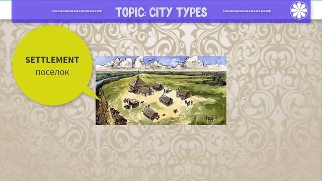 City Types. Виды городов и части города на английском. смотреть онлайн