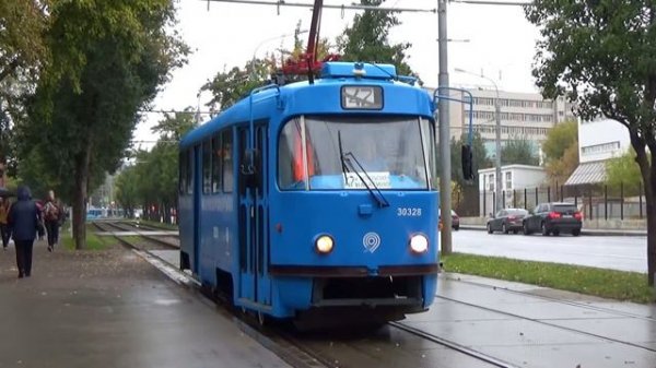 Трамвай Tatra-t3 (МТТА) №30328 с маршрутом №47 "Метро Октябрьская - Нагатино"