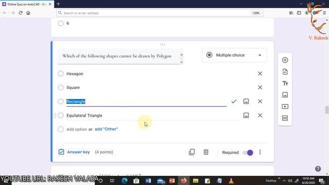 Key Paper For Online Quiz On AutoCAD Software (10th To 15th June 2020)