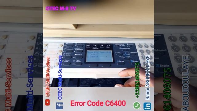 How To Fix Error Code C6400 In Kyocera DC 2018 / CD 1028. Réalisée Et Présentée Par OTEC M-S.