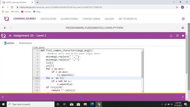 INFyTQ Python Assignment-33 Day-4 смотреть онлайн