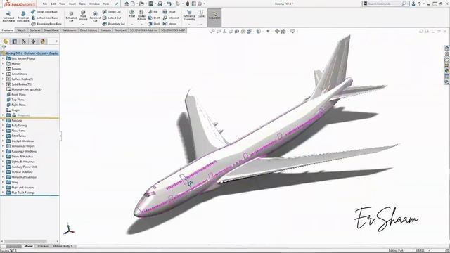 Boeing 747-8 modeled in SOLIDWORKS. || Mechanical Design || Learning || Airplane Design смотреть онлайн