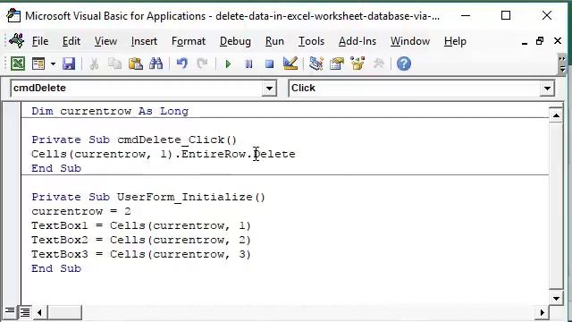 Delete Data from Excel Worksheet Database via a User Form смотреть онлайн