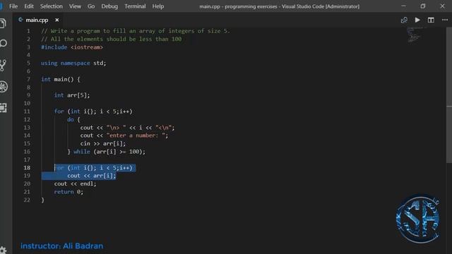 C++ Programming Exercises - 22 - fill array with elements less than 100 смотреть онлайн