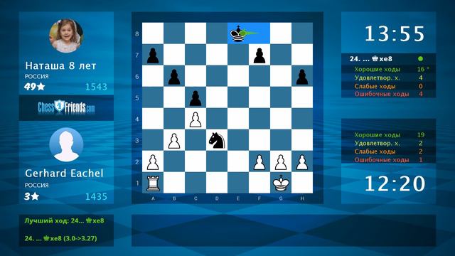 Chess Game Analysis: Gerhard Eachel - Наташа 8 лет : 1-0 (By ChessFriends.com) смотреть онлайн