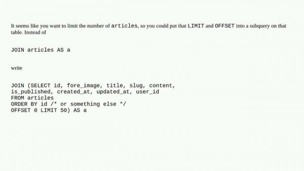 How to use LIMIT and OFFSET in Postgres' json_agg() function